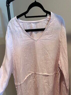 HOT COTTON - Pink linen tunic top, size Large